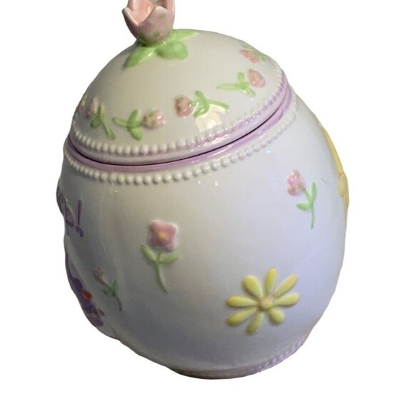 Easter Egg Shaped Treat Jar/ Candy Jar Holder 6.5 inches - Picture 4 of 6